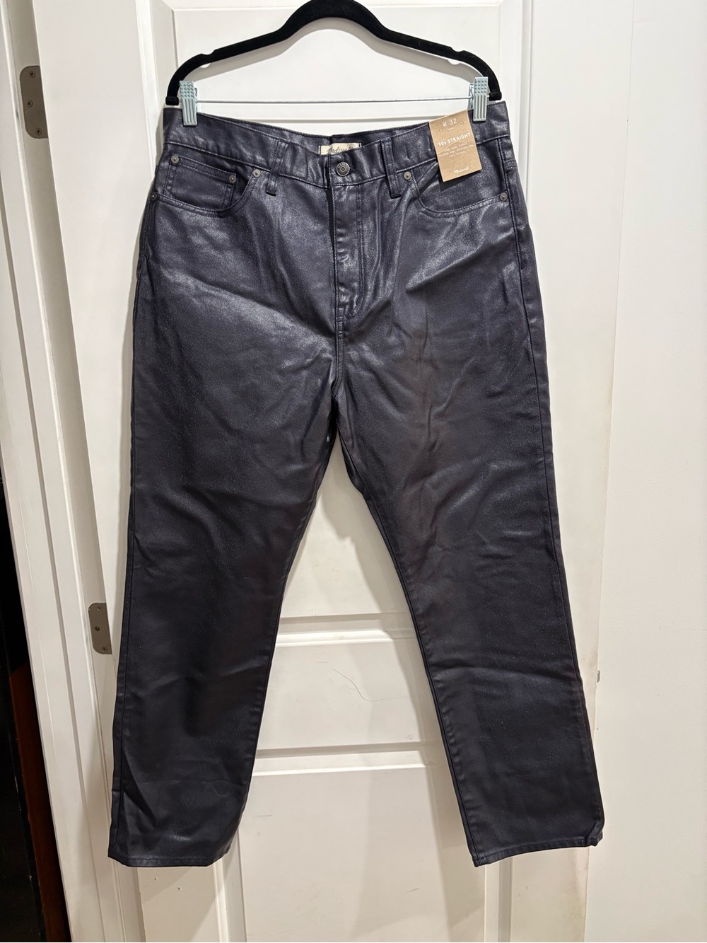NEW Madewell faux leather pants in midnight blue